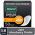 Depend Shields for Men, Incontinence Pads with Light Absorbency, 58 Count