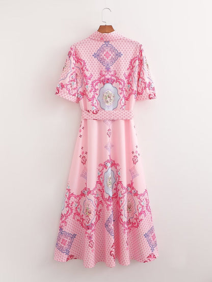 Women Clothing Ra Loose Casual Positioning Printed Shirt Dress Long Dress by Ragazza