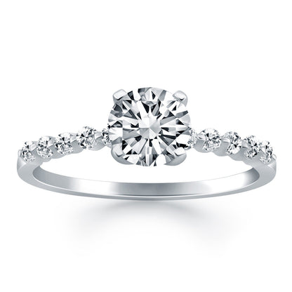 14k White Gold Diamond Engagement Ring with Shared Prong Diamond Accents by Bids.com