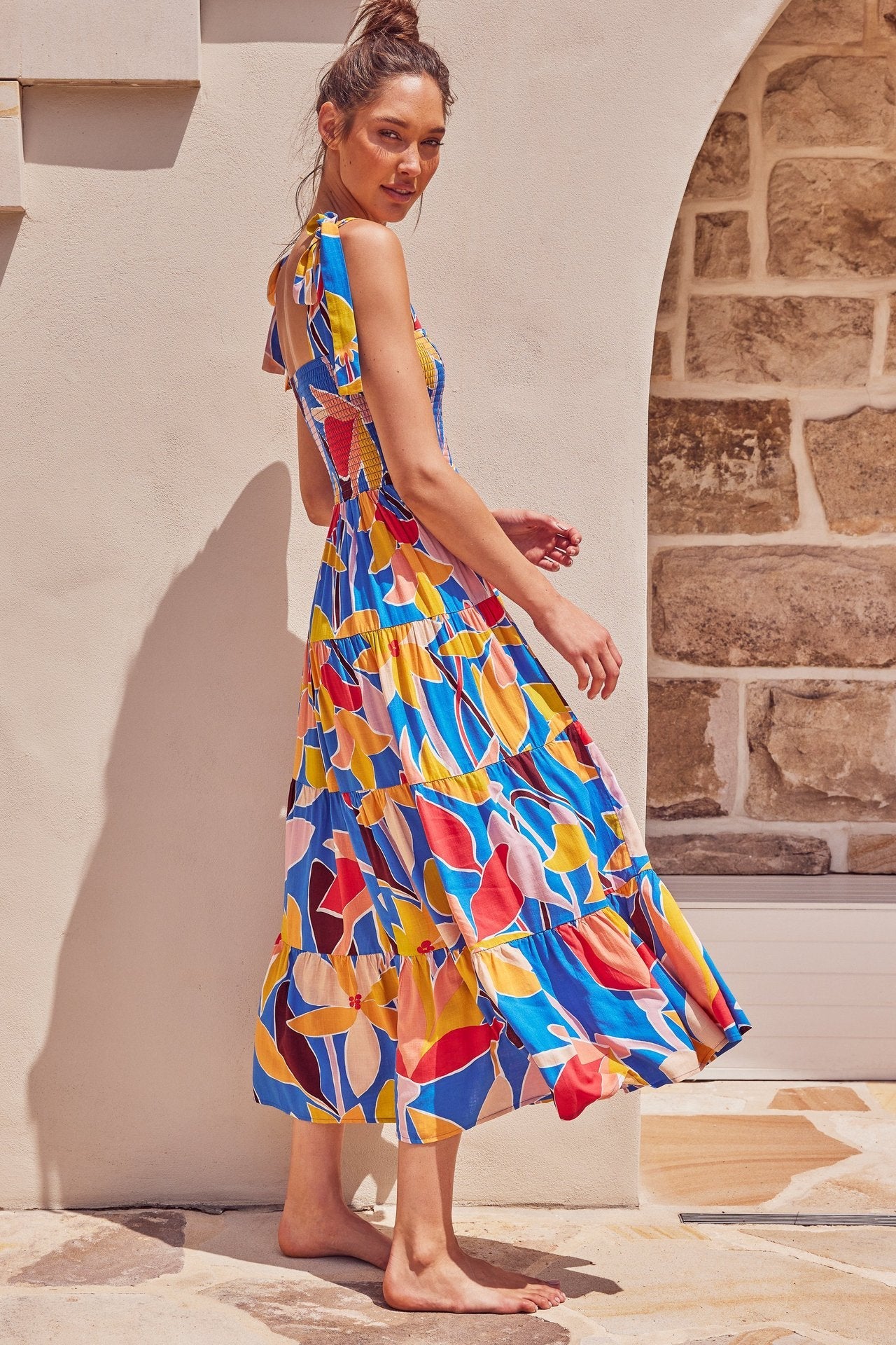 Dress Summer Women Dress Holiday Dress Spaghetti-Strap Floral Print by Ragazza