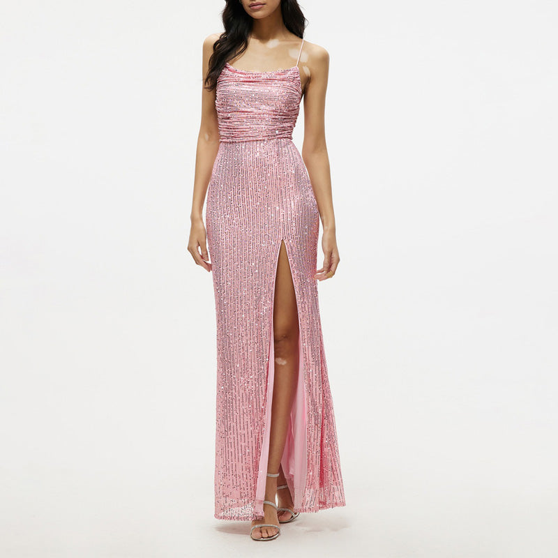 Spring Summer Dress Sleeveless Cami Dress Slim Fit Sheath Sequined Dress by Ragazza