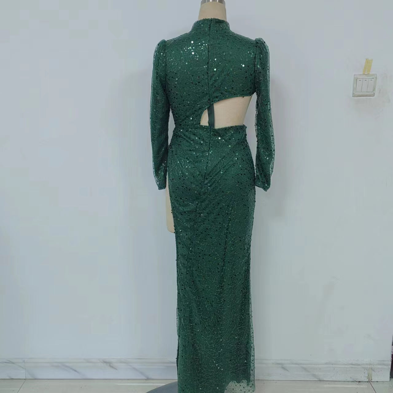 Spring Summer Women Clothing Irregular Asymmetric Sexy Sequined Long Sleeved Cocktail Dress Trailing Large Swing by Ragazza