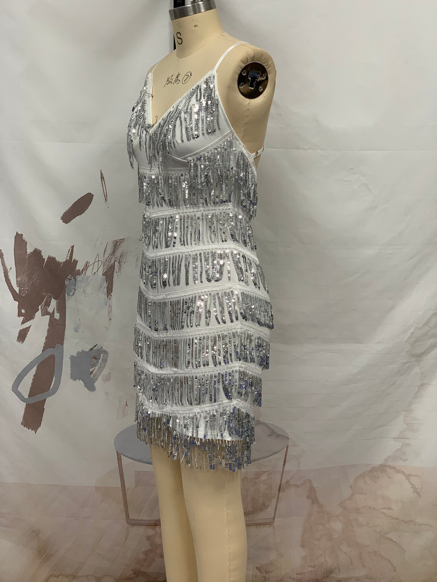 Women Clothing Summer Dress Sexy Sheath Sequined Tassel Nightclub Cami Dress by Ragazza