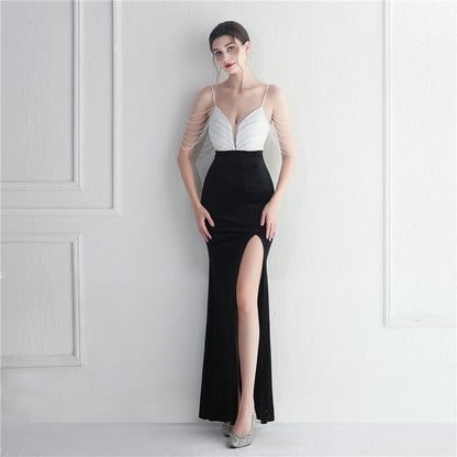 Korean Velvet Sequined Annual Party Social Long Evening Dress by Ragazza
