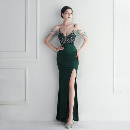 Korean Velvet Sequined Annual Party Social Long Evening Dress by Ragazza