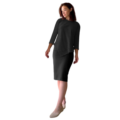 Asymmetrical Stylish Ribbed Tunic - Soft Fabric and Full Coverage by Kosher Casual USA