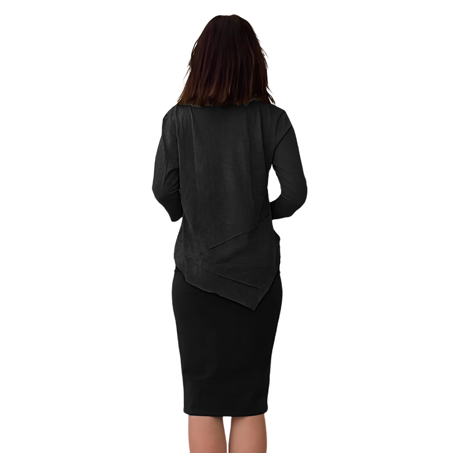 Asymmetrical Stylish Ribbed Tunic - Soft Fabric and Full Coverage by Kosher Casual USA