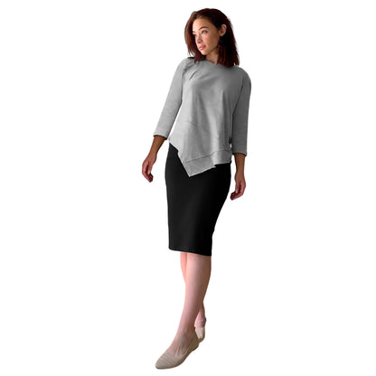 Asymmetrical Stylish Ribbed Tunic - Soft Fabric and Full Coverage by Kosher Casual USA