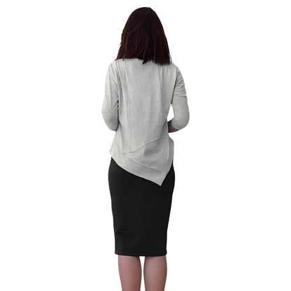 Asymmetrical Stylish Ribbed Tunic - Soft Fabric and Full Coverage by Kosher Casual USA