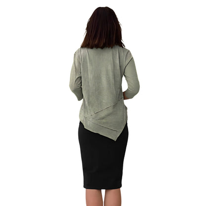Asymmetrical Stylish Ribbed Tunic - Soft Fabric and Full Coverage by Kosher Casual USA
