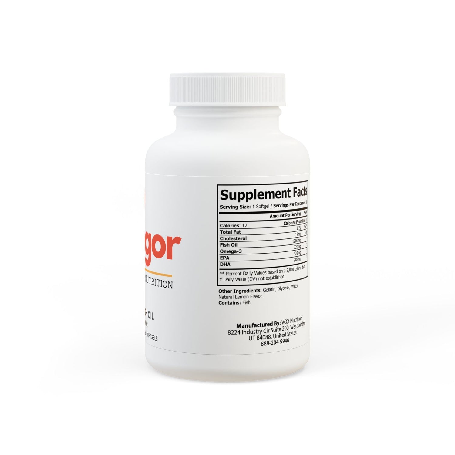 Omegor Omega 3 Fish Oil Supplement (60 Softgels)