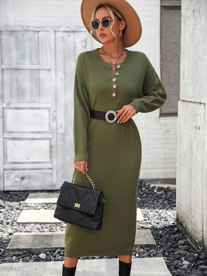Autumn Winter Button Knitwear Dress Office Women Sweater Women  DestGlow