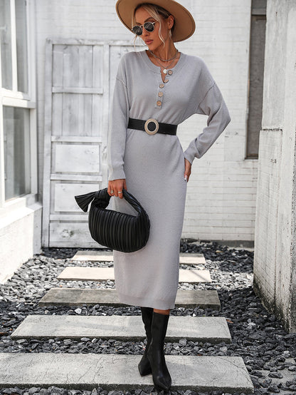 Autumn Winter Button Knitwear Dress Office Women Sweater Women  DestGlow