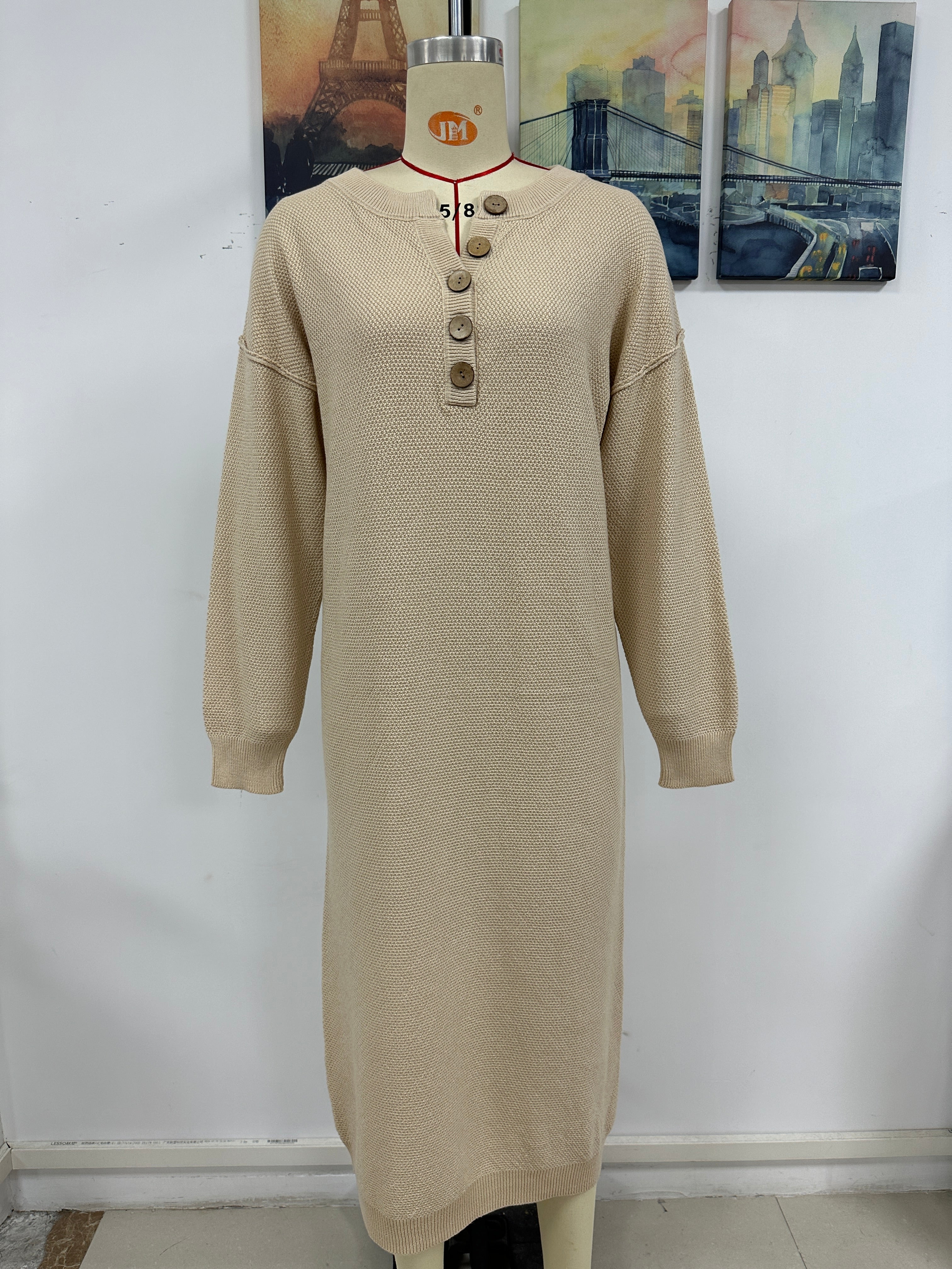 Autumn Winter Button Knitwear Dress Office Women Sweater Women  DestGlow