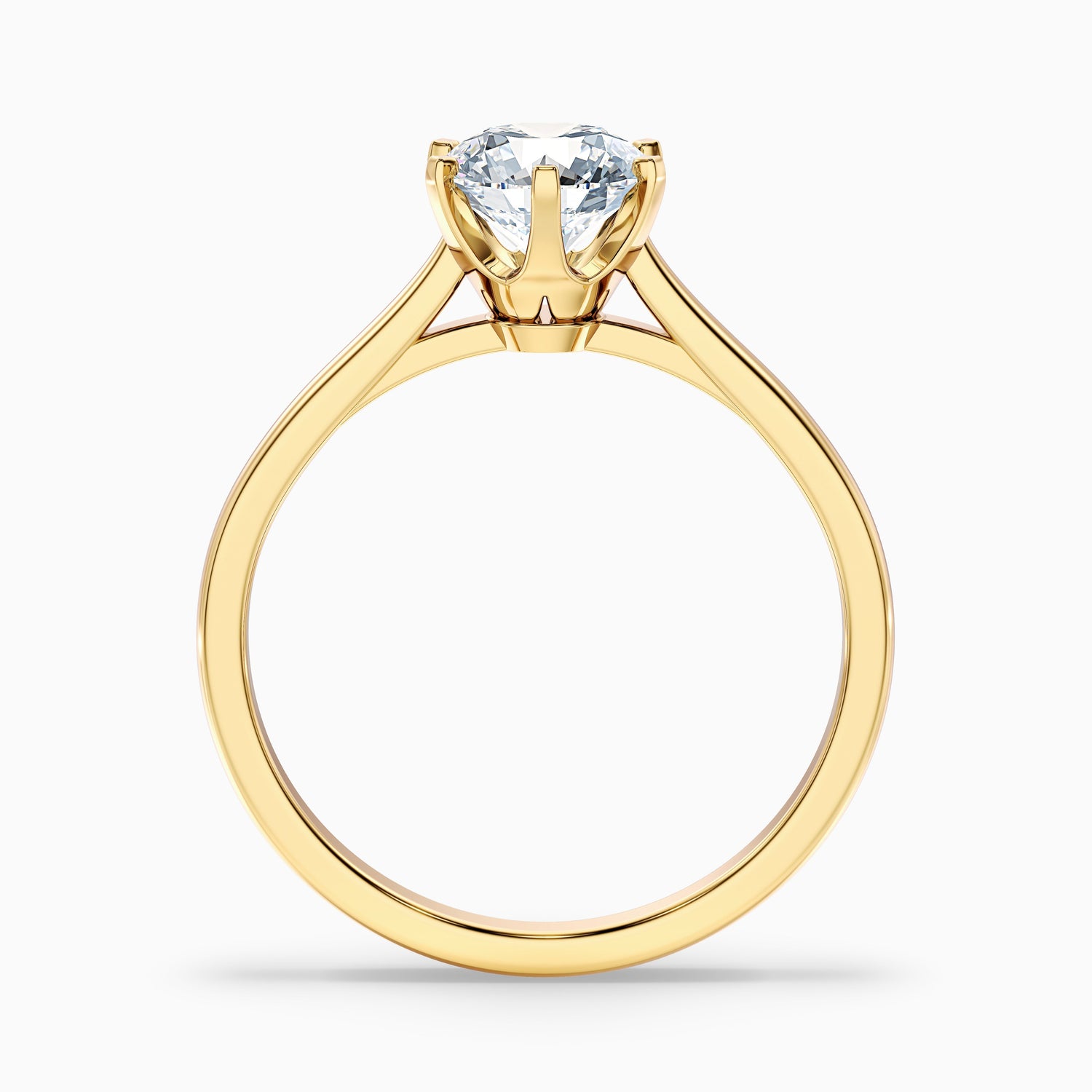 Amy 1 Carat Round Solitaire Lab Grown Diamond Ring in 14k Yellow Gold