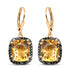 14K Yellow Gold Plated 8.90 Carat Genuine Citrine & Black Spinel .925 Sterling Silver Earrings  DestGlow
