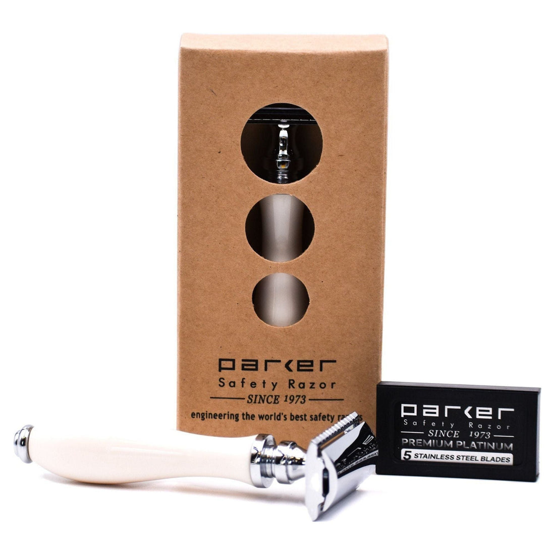 Parker 111W White Resin Handle Safety Razor by Pasteur Pharmacy