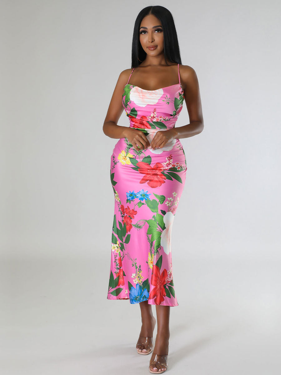 Summer Sleeveless Printed Backless Dress High-Grade Women Clothing by Ragazza