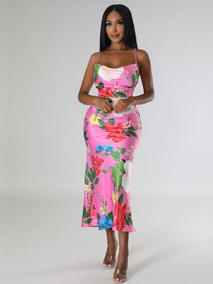 Summer Sleeveless Printed Backless Dress High-Grade Women Clothing by Ragazza