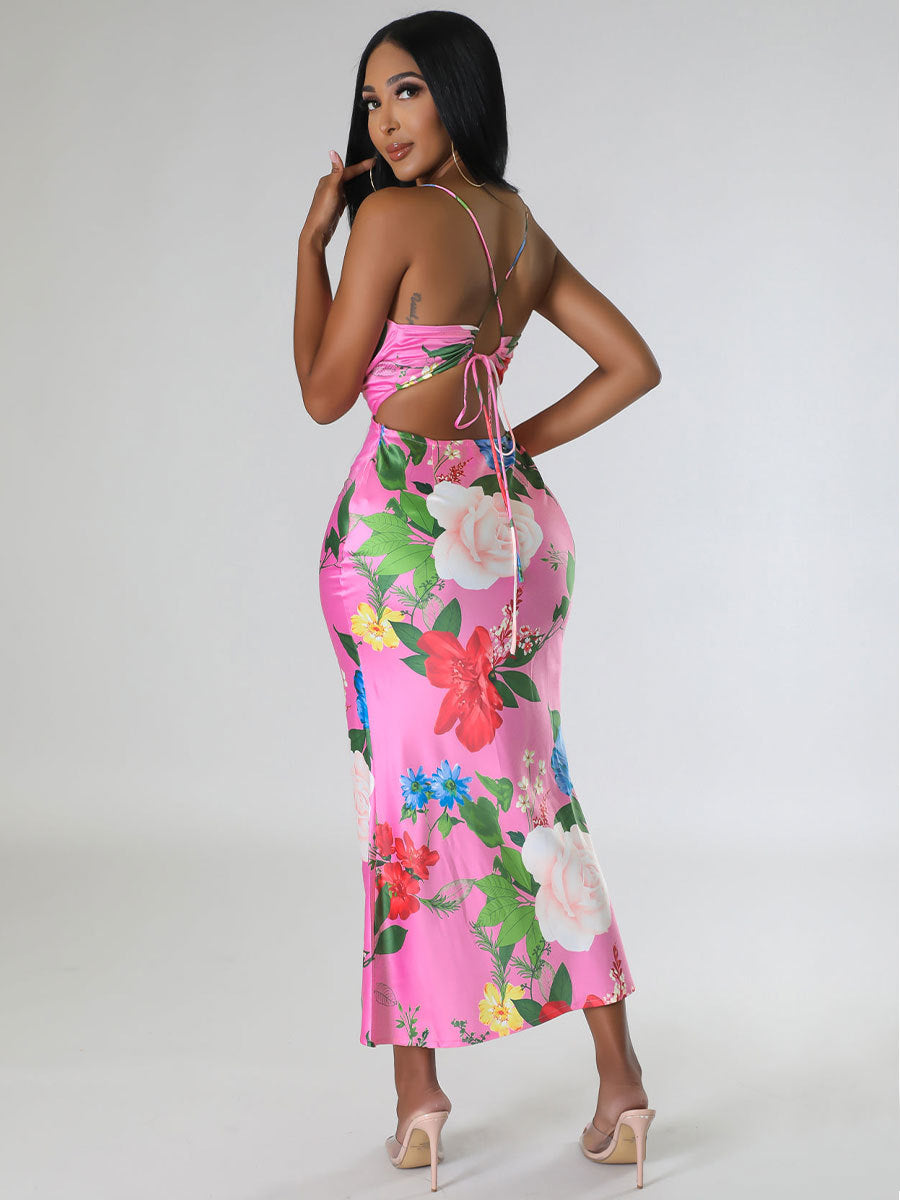 Summer Sleeveless Printed Backless Dress High-Grade Women Clothing by Ragazza