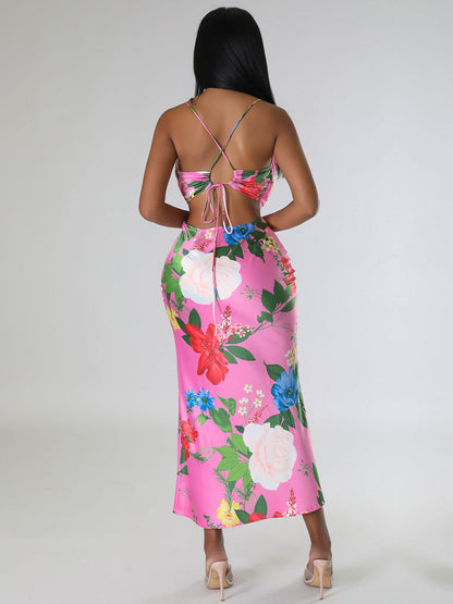 Summer Sleeveless Printed Backless Dress High-Grade Women Clothing by Ragazza