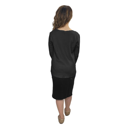 Cotton Waffle Knit Modest Top - 3/4 Sleeve with High Neckline by Kosher Casual USA