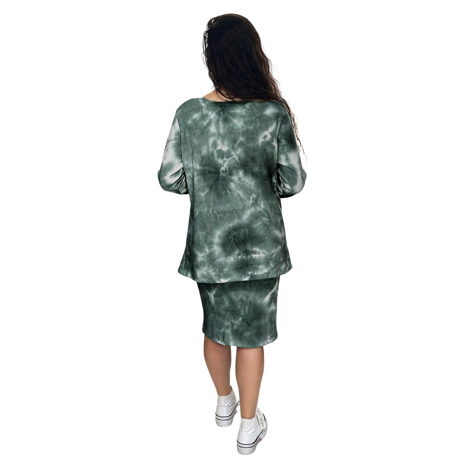 Plus Size Long Sleeve Relaxed Fit Tie-Dye Waffle Tunic by Kosher Casual USA