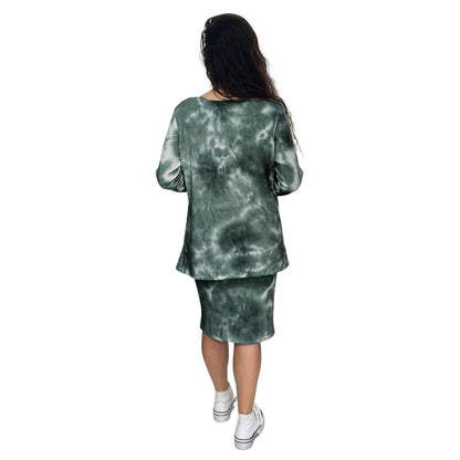 Plus Size Long Sleeve Relaxed Fit Tie-Dye Waffle Tunic by Kosher Casual USA