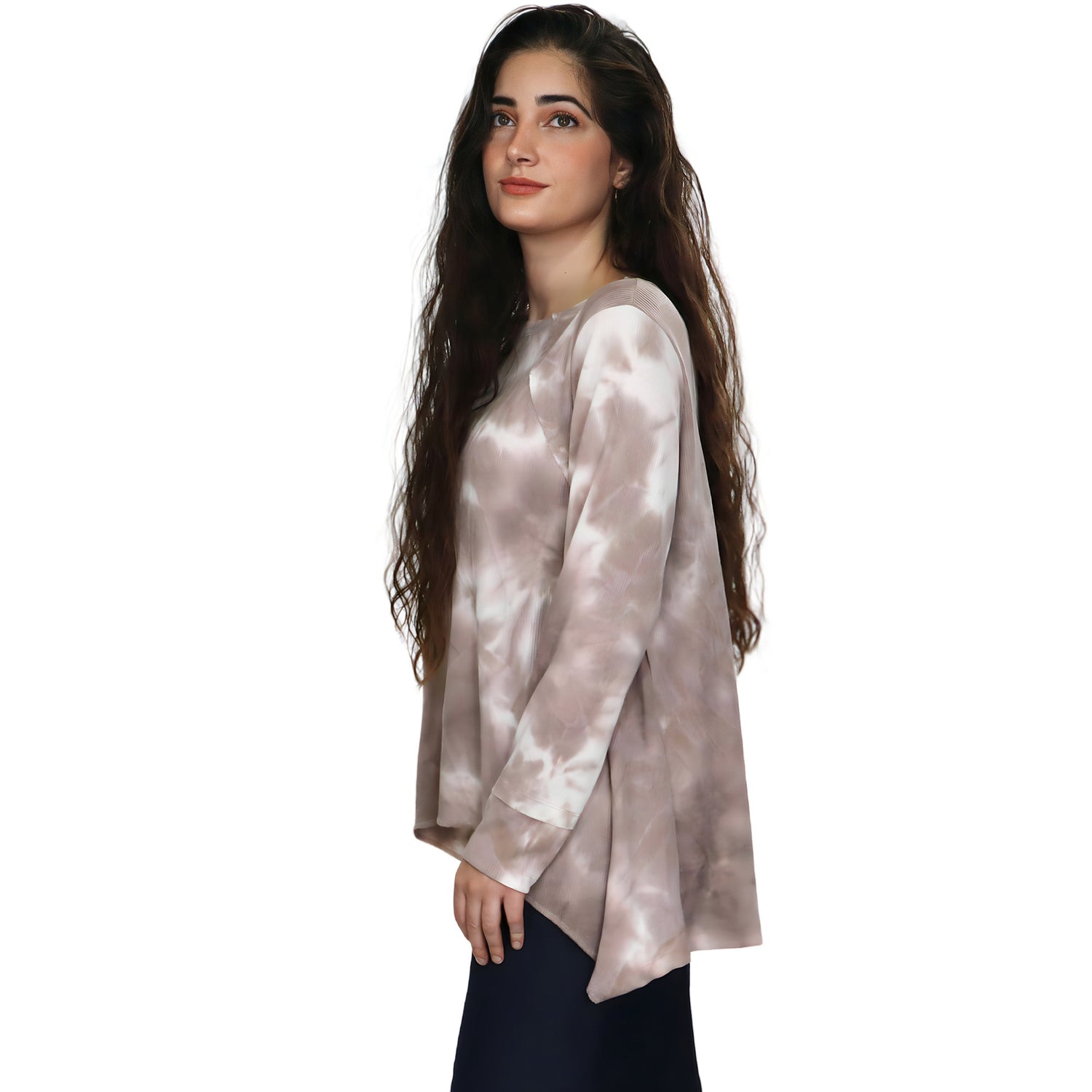 Plus Size Long Sleeve Relaxed Fit Tie-Dye Waffle Tunic by Kosher Casual USA