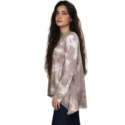 Plus Size Long Sleeve Relaxed Fit Tie-Dye Waffle Tunic by Kosher Casual USA