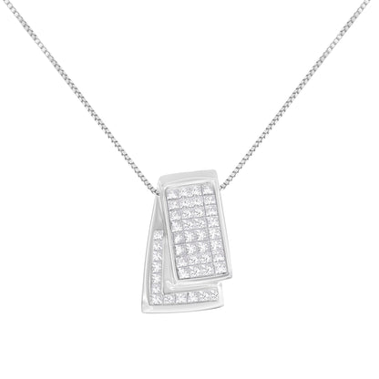 14KT White Gold Diamond Box Pendant Necklace (1 cttw, H-I Color, SI2-I1 Clarity) by Bids.com