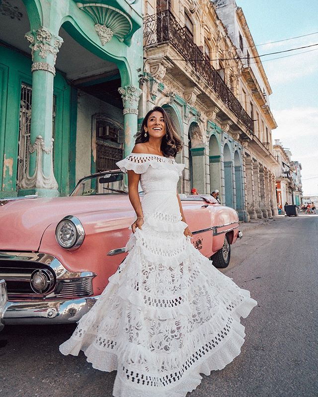 Summer Women Clothing off Shoulder Ruffled Hollow Out Cutout Wide Hem Lace Long Dress by Ragazza