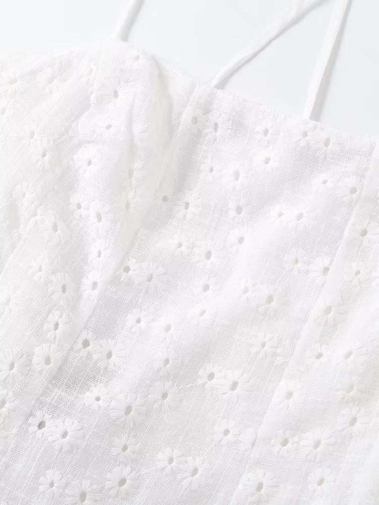 Summer Women Clothing Fashionable Elegant Hollow Out Cutout Embroidered Short Dress by Ragazza