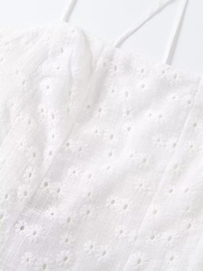 Summer Women Clothing Fashionable Elegant Hollow Out Cutout Embroidered Short Dress by Ragazza