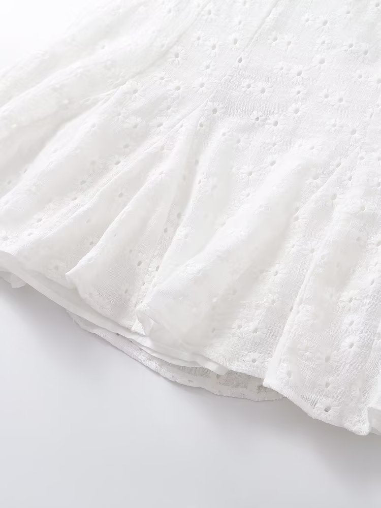 Summer Women Clothing Fashionable Elegant Hollow Out Cutout Embroidered Short Dress by Ragazza