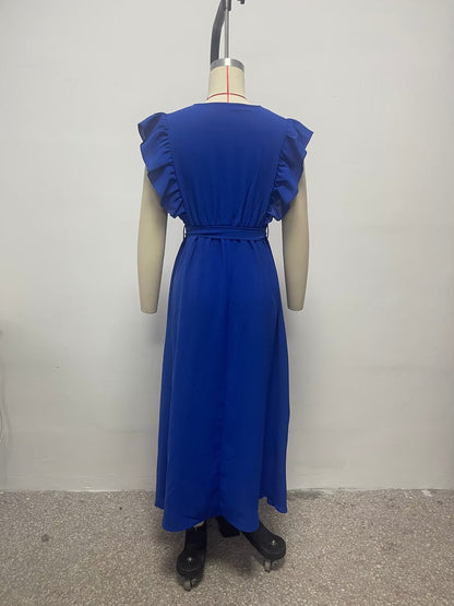 Summer Women Clothing French Sexy Backless V neck Sleeveless Waist Slimming Dress by Ragazza