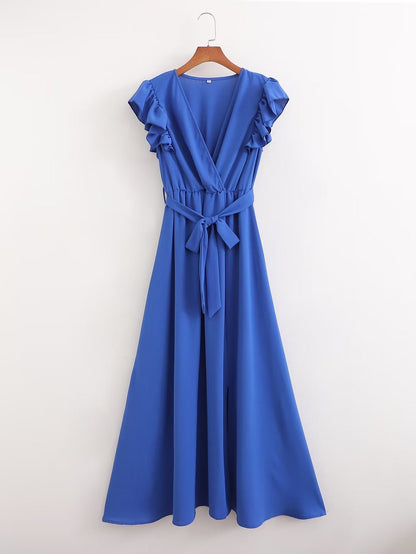 Summer Women Clothing French Sexy Backless V neck Sleeveless Waist Slimming Dress by Ragazza