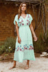 Women Summer Vacation Elegant Niche Exquisite Embroidered Flower Vacation Dress by Ragazza
