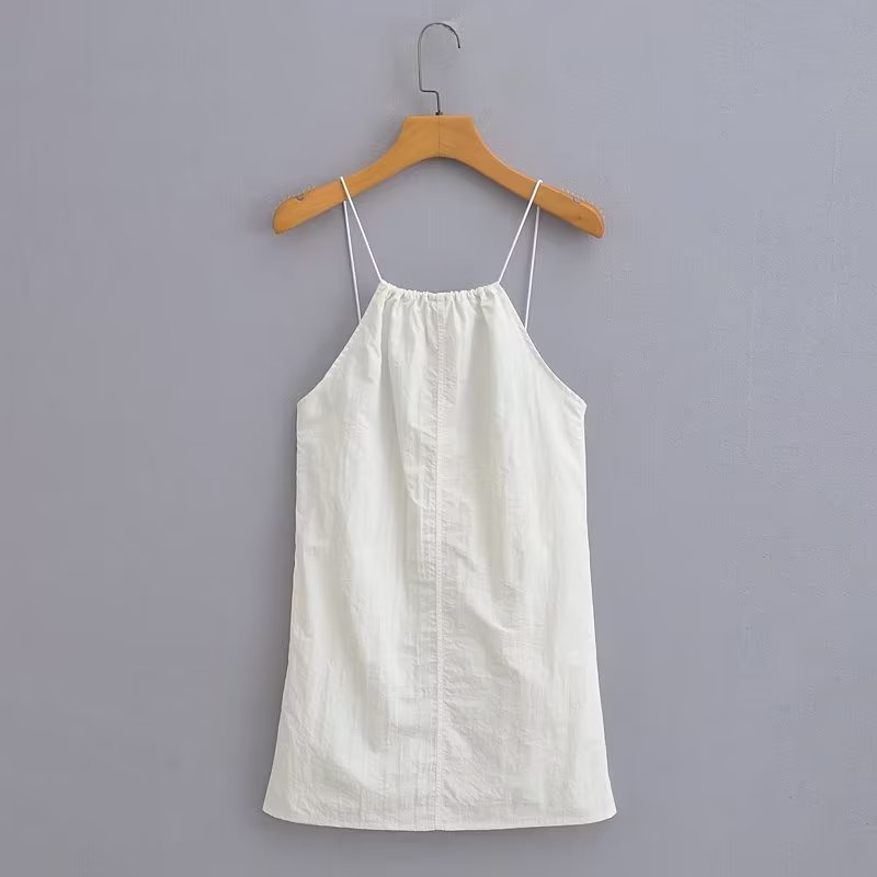 Summer Women Clothing Sexy Halter White Nylon Short Dress by Ragazza