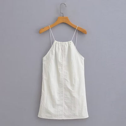Summer Women Clothing Sexy Halter White Nylon Short Dress by Ragazza