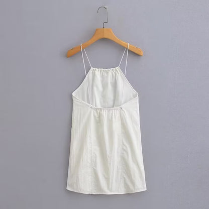 Summer Women Clothing Sexy Halter White Nylon Short Dress by Ragazza