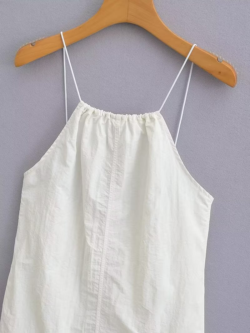 Summer Women Clothing Sexy Halter White Nylon Short Dress by Ragazza