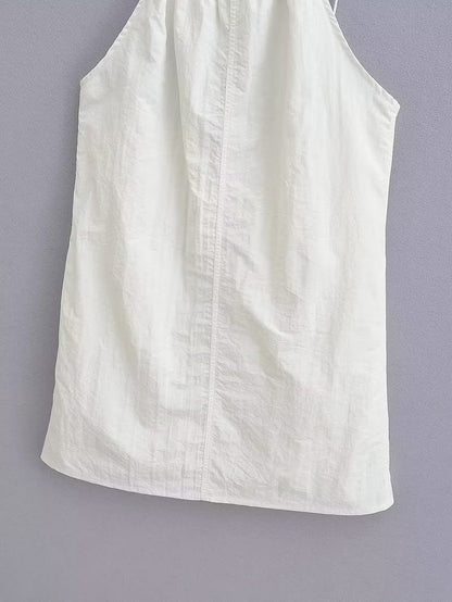 Summer Women Clothing Sexy Halter White Nylon Short Dress by Ragazza