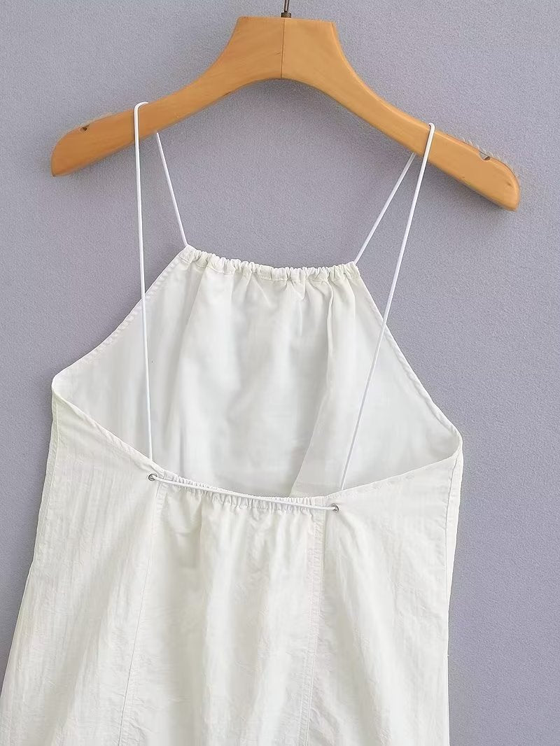 Summer Women Clothing Sexy Halter White Nylon Short Dress by Ragazza