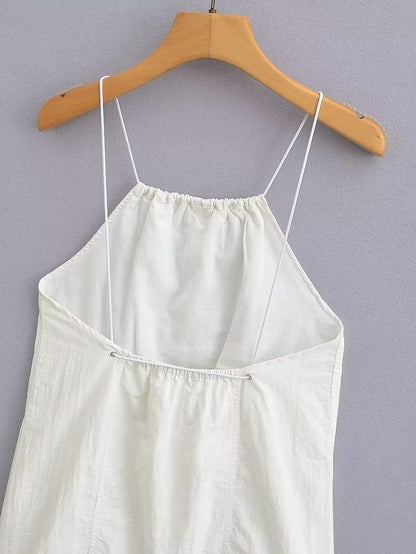 Summer Women Clothing Sexy Halter White Nylon Short Dress by Ragazza