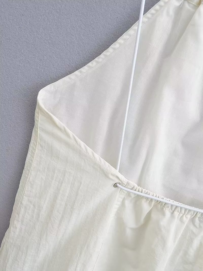 Summer Women Clothing Sexy Halter White Nylon Short Dress by Ragazza