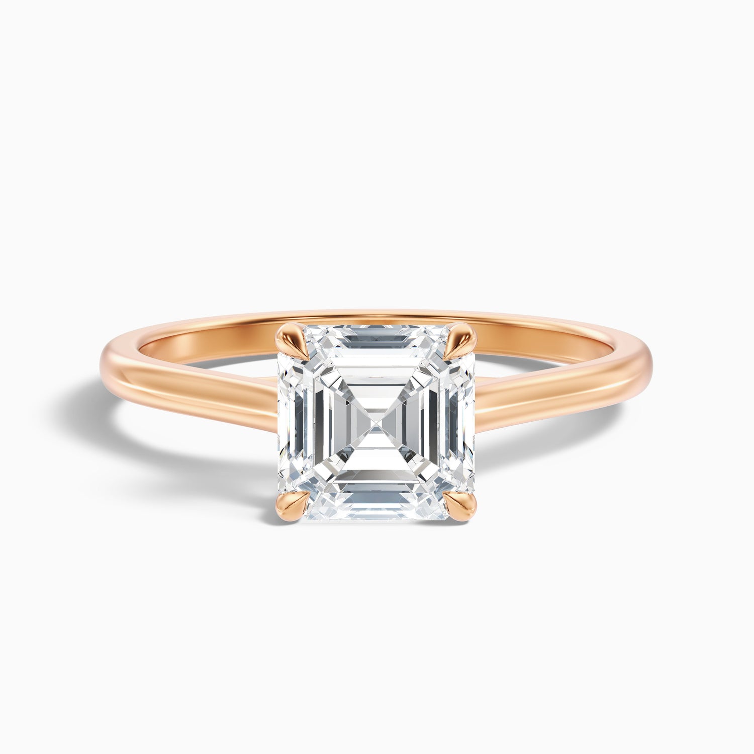 April 4.5 Carat Asscher Cut Solitaire Lab Grown Diamond Ring in 18k White Gold