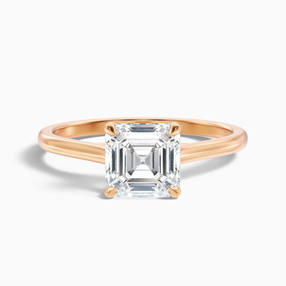 April 2 Carat Asscher Cut Solitaire Lab Grown Diamond Ring in 10k White Gold