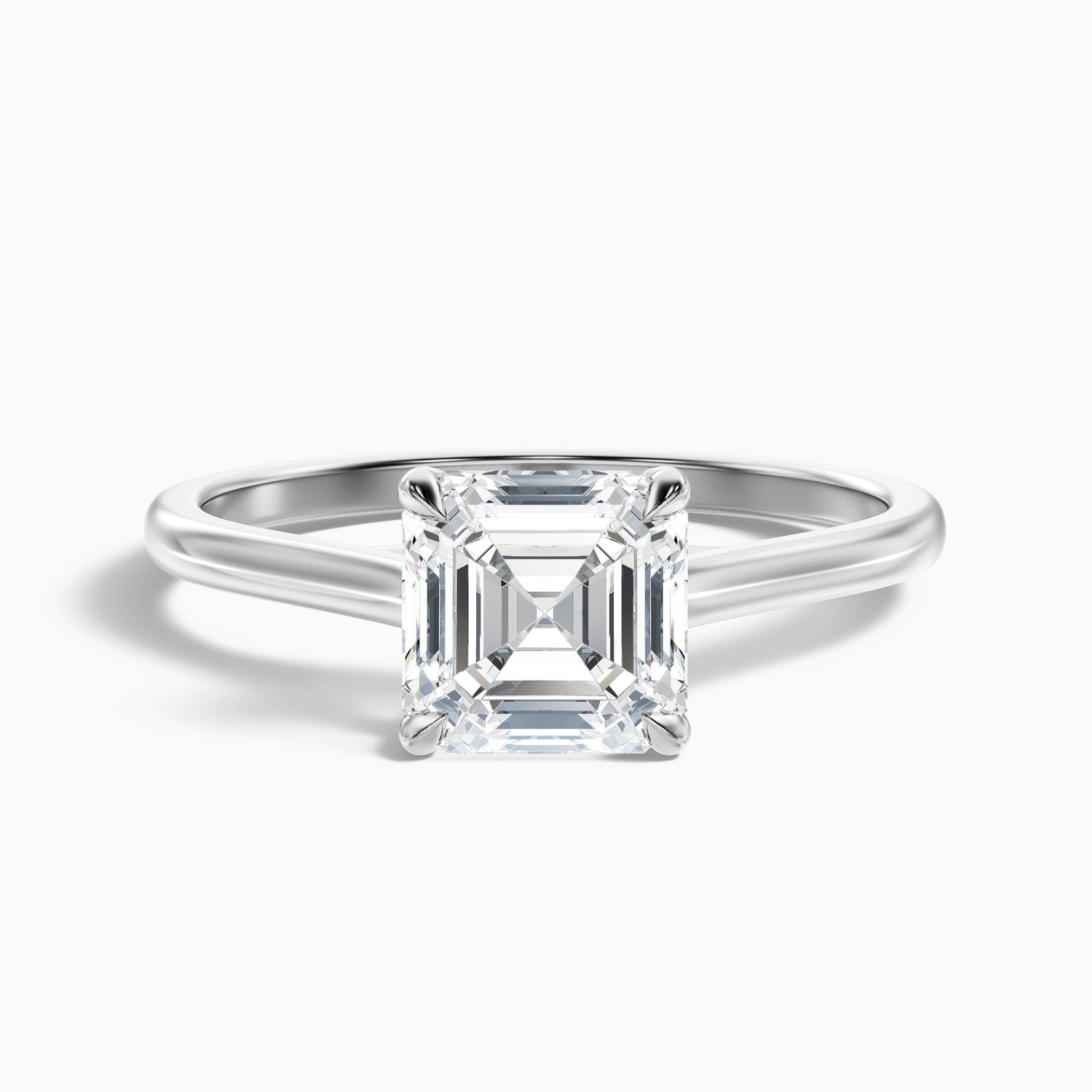 April 2.5 Carat Asscher Cut Solitaire Lab Grown Diamond Ring in 18k White Gold