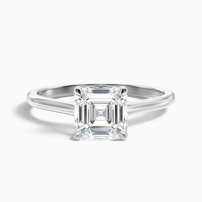 Ada 4 Carat Asscher Cut Solitaire Moissanite Engagement Ring in Platinum